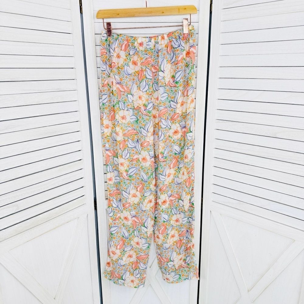 Victoria's Secret Vintage‎ Floral Chiffon Sheer Sleep Pants Coral Multi Small